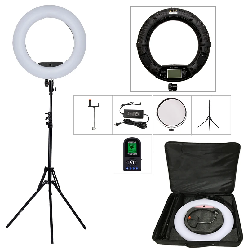 

96W LED Ring Lamp Bi-color Adjustable Ring Light 480 LED Video Makeup Lamp Remote Control Light +2M Stand+ Handbag