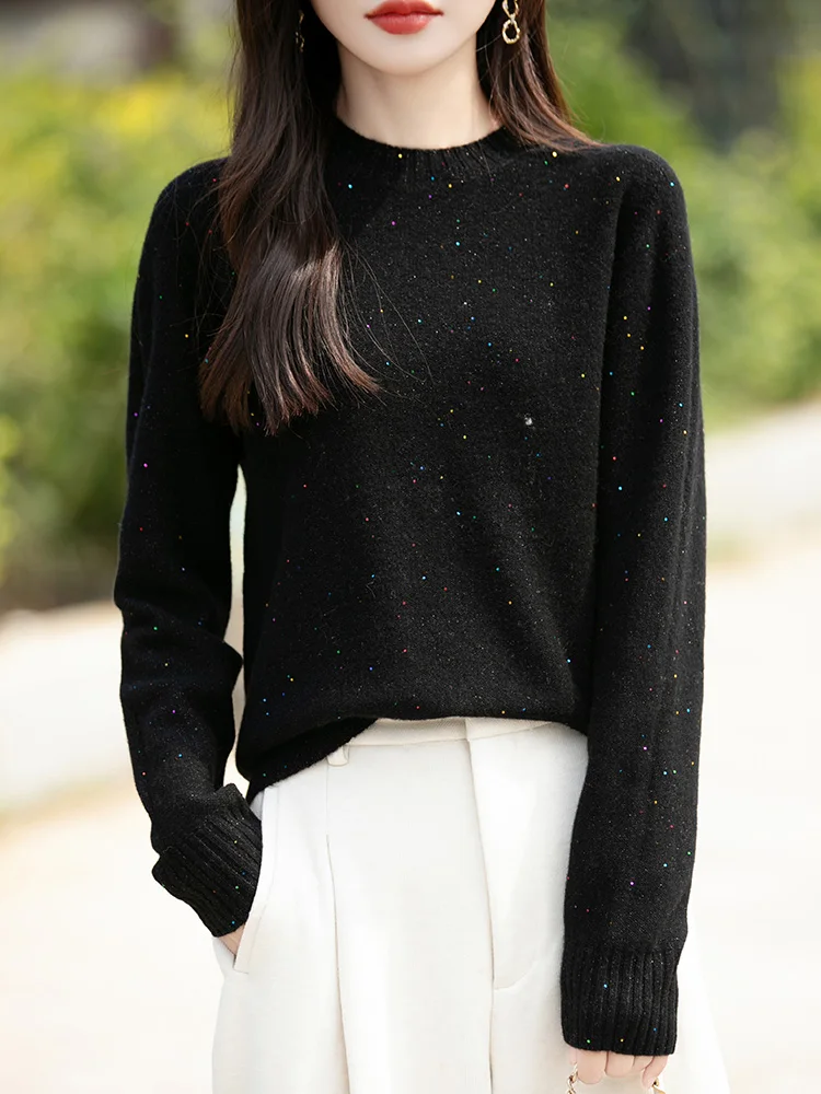 Осень-зима 2024 женская трикотажная нижняя рубашка с круглым вырезом корейская