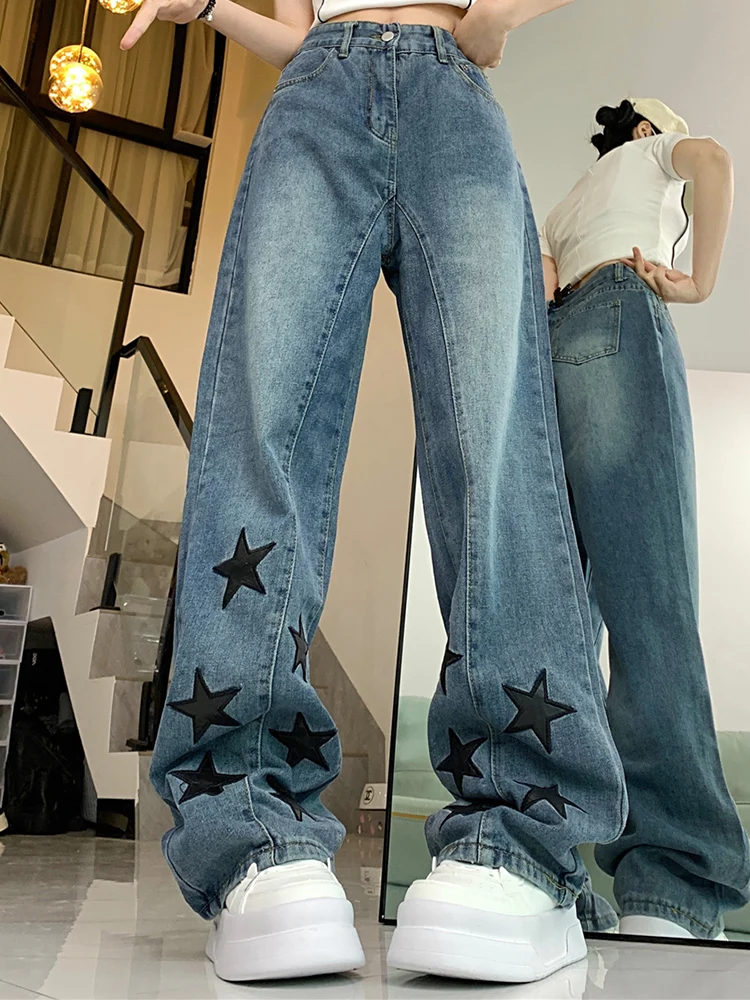 Женские прямые джинсы в американском стиле ретро с высокой талией брюки большого