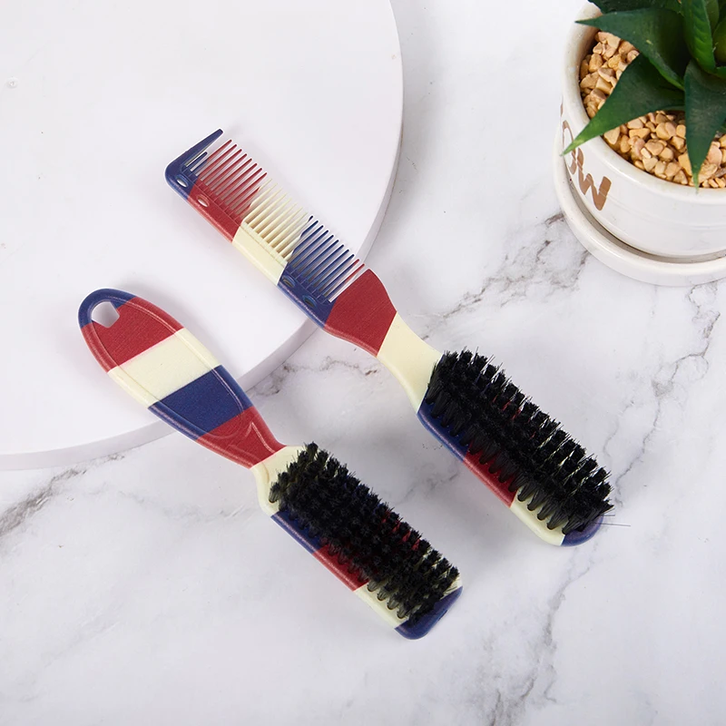 

1pc Professional Double-Sided Comb Brush Black Small Beard Styling Brush Shave Beard Brush Barber Carving Cleaning Brush