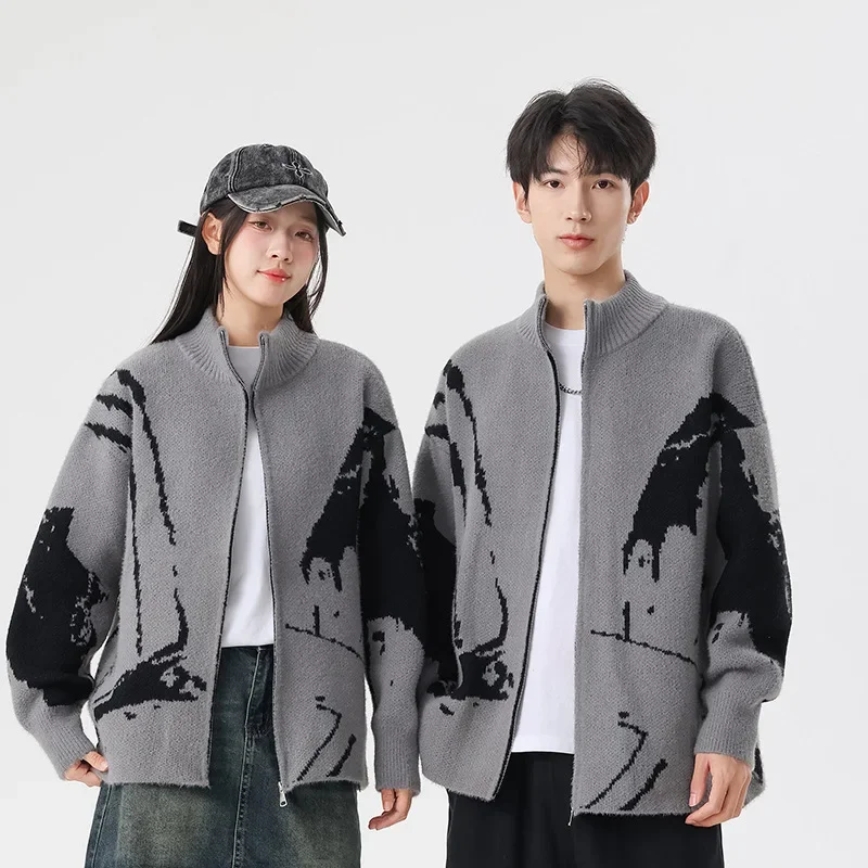 Высококачественный свитер-кардиган с градиентной вышивкой для парикмахера