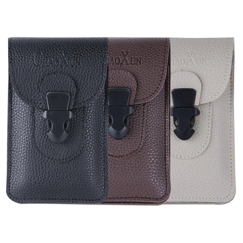 

Outdoor Multifunction Belt Clip Mini Bag Fashion Men Waist Bag Men PU Leather Mobile Phone Waist Pack Wholesale Waist Purses