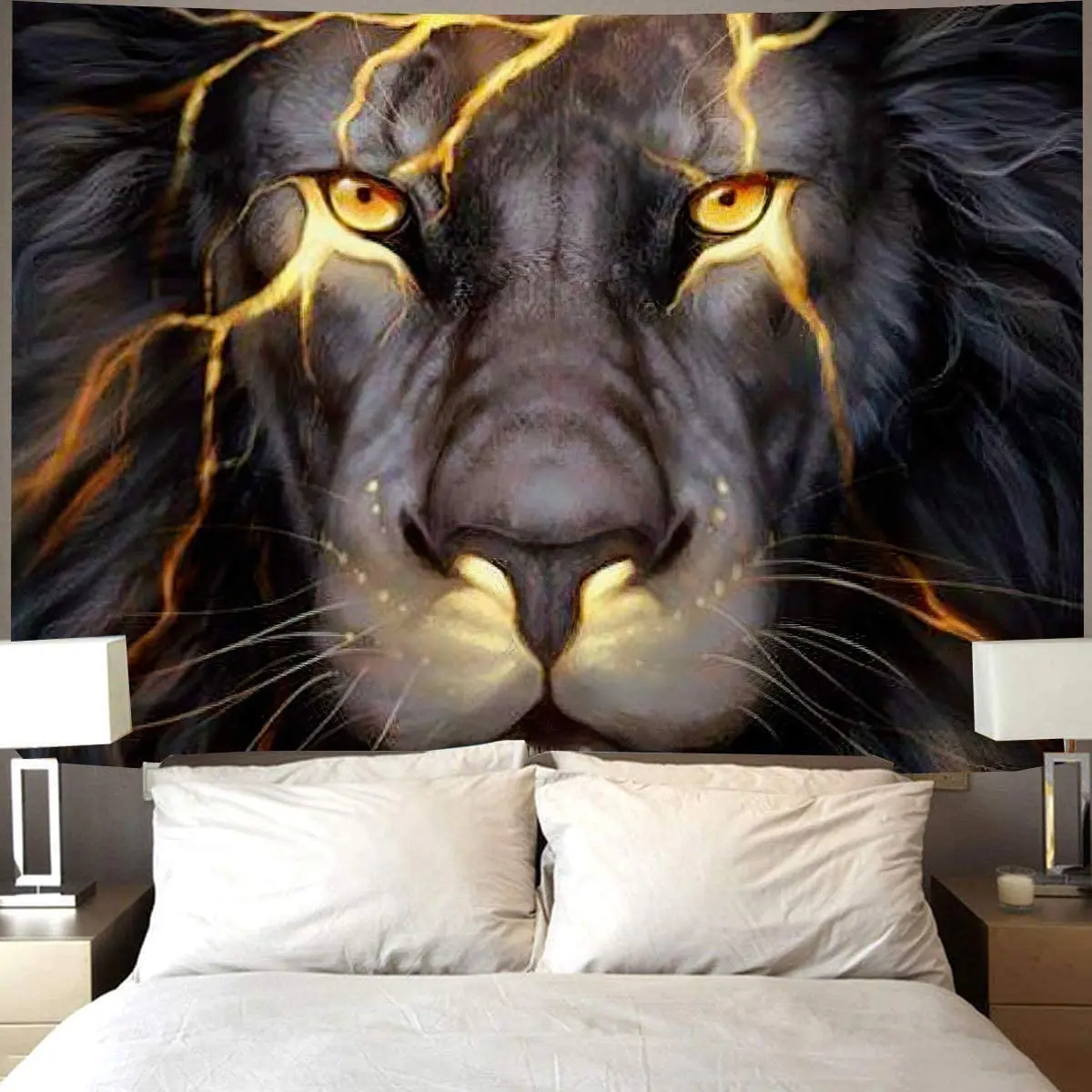 

Home Decoration Lion Head Natural Animal Large Murals Carpet Wall Tapestry Decorative Tapestries for Bedroom Living Room