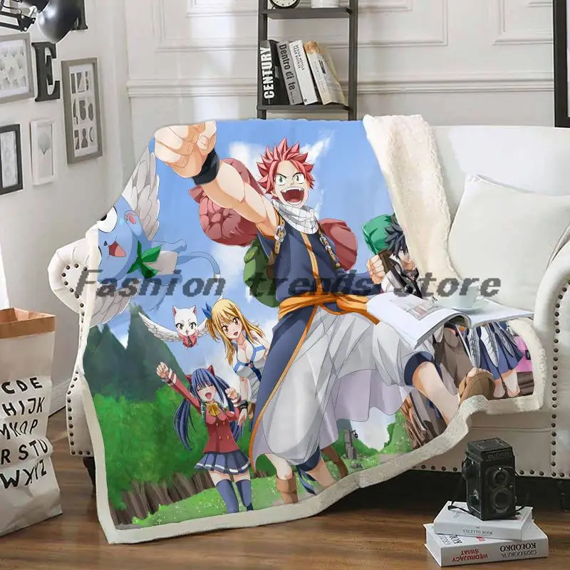 

Japan Anime Fairy Tail Throw Blanket 3D Plush Blanket Bedspread For Kids Girls Sherpa Blanket Couch Quilt Cover Travel Custom