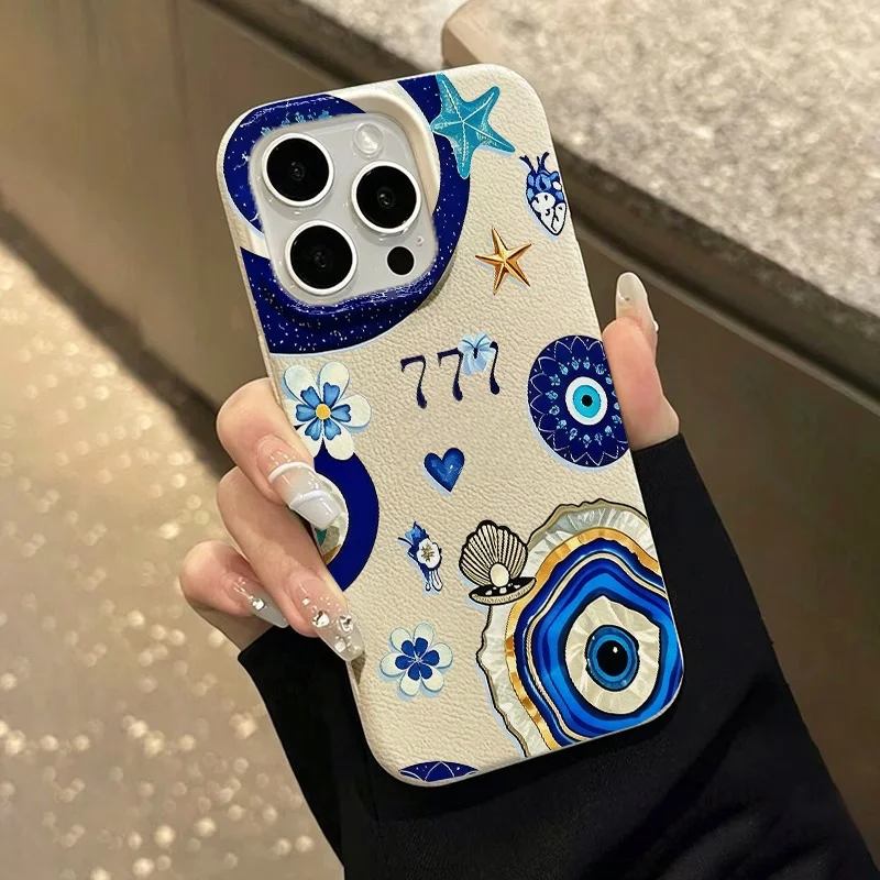 Фото Чехол для телефона Lucky 777 Evil Eye для iPhone 17, iPhone 15, 13, 14, 11, 12, 16 Pro Max, Air Plus, в богемном экзотическом этническом стиле, мягкий чехол №5