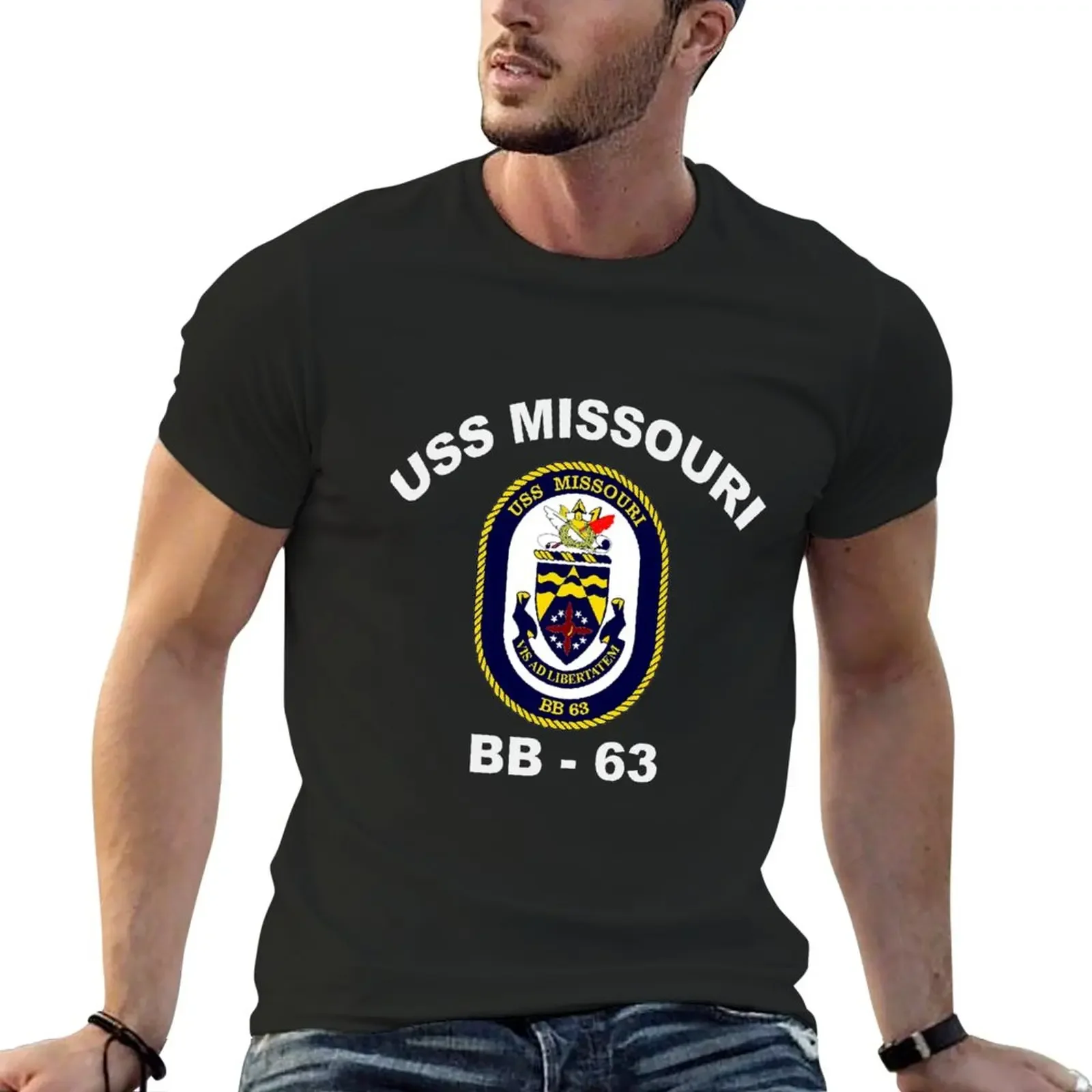 New USS Missouri (BB-63) Crest for Dark Colors T-Shirt graphic t shirts custom shirt tees heavyweight men