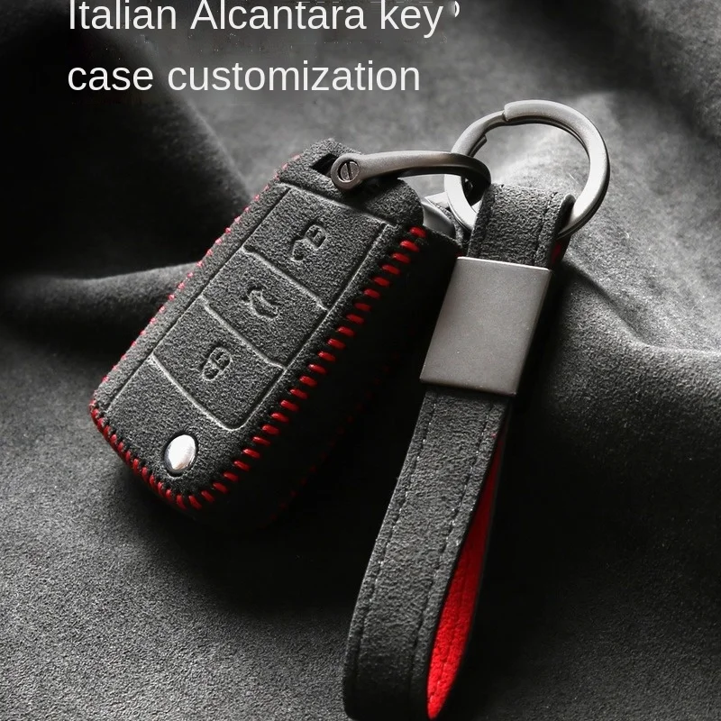 

Customized High-end Alcantara Suede Key Chains Key Case For VOLKSWAGEN Magotan Passat Tiguan Tharu Tayron Car Accessories