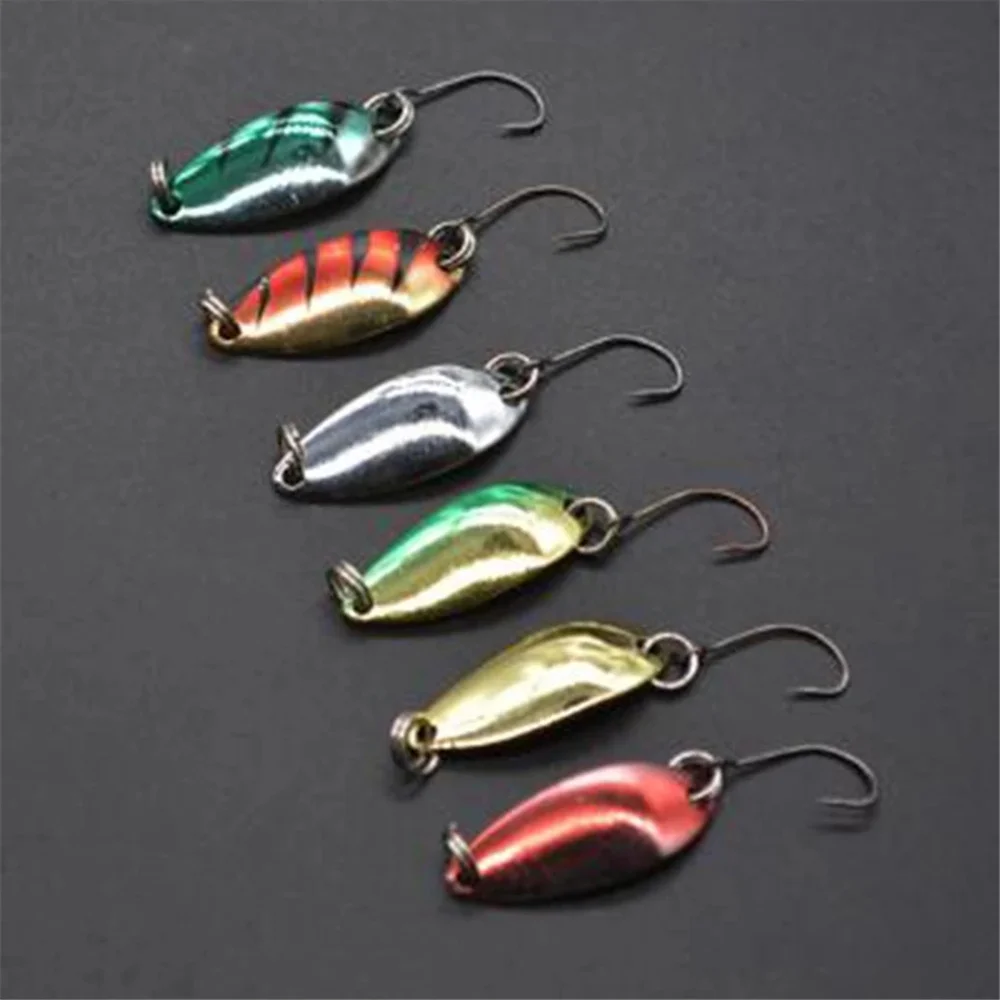 

6Pcs/Set Fishing Tools 3g 3.cm Outdoor Fishing Jig Stream Trout Tackle Bait Fishing Lure Spoon Metal Lures Fish Single Hook
