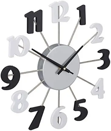 

Reloj de Pared Moderno, Analógico, con Segundero, para Cocina, Salón, Dormitorio, 35 cm Ø, Negro y Blanco