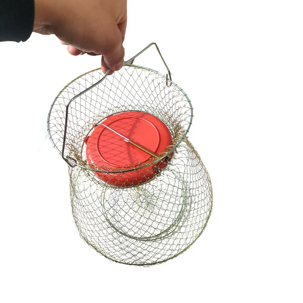 2pcs Iron Wire Easy Use Fish Basket Crab Outdoor Portable Professional Durable Fishing Accessories Storage Squid Collapsible |