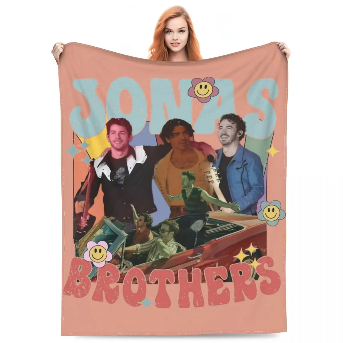 

Плед Jonas Brothers с музыкальной группой, коралловый флис, плюшевый принт, одна ночь, пять альбомов, супермягкое одеяло для кровати, уличное одеяло
