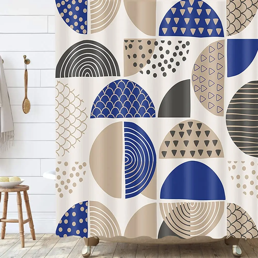 

Простая занавеска для душа в стиле бохо, в богемном стиле, абстрактная Геометрическая абстрактная ткань, сине-желто-коричневого цвета, зана...