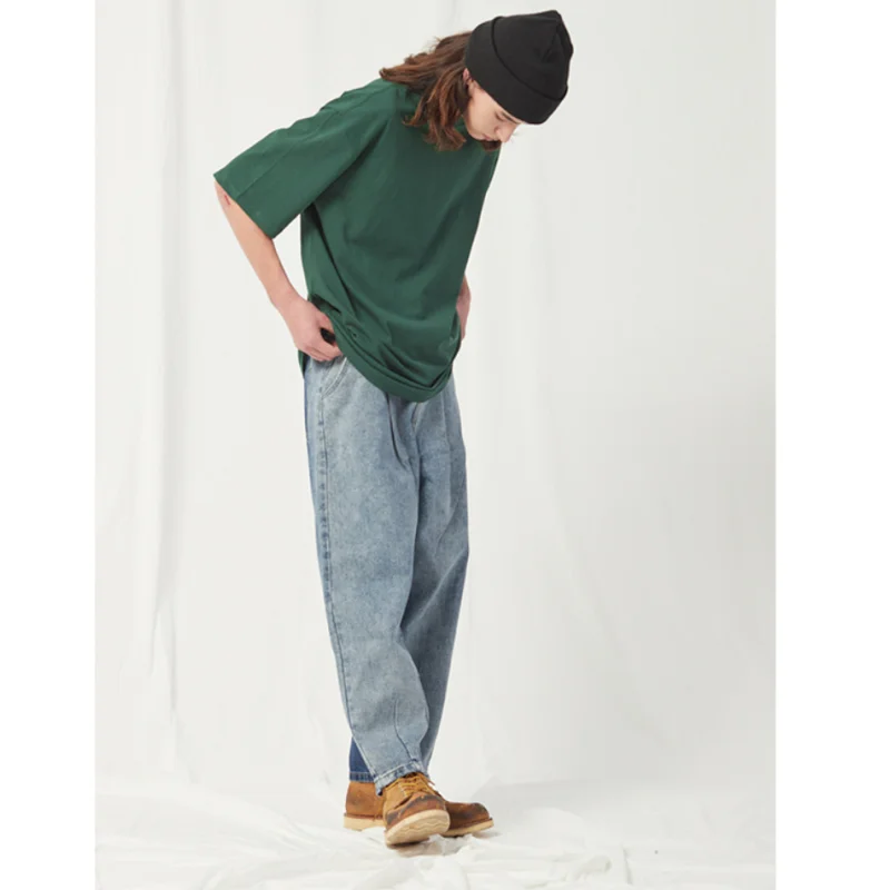 2023 New High Quality Front Back Gradient Two-color Wide-leg Jeans Loose Retro Washed Silhouette Japanese Straight Pants Street