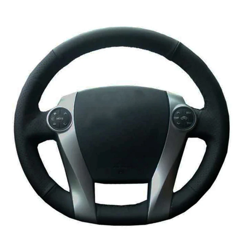 Accesorios de coche cosidos a mano, cubierta de cuero Artificial negro para volante de coche para Toyota Prius 2009-2015 Aqua 2014 2015