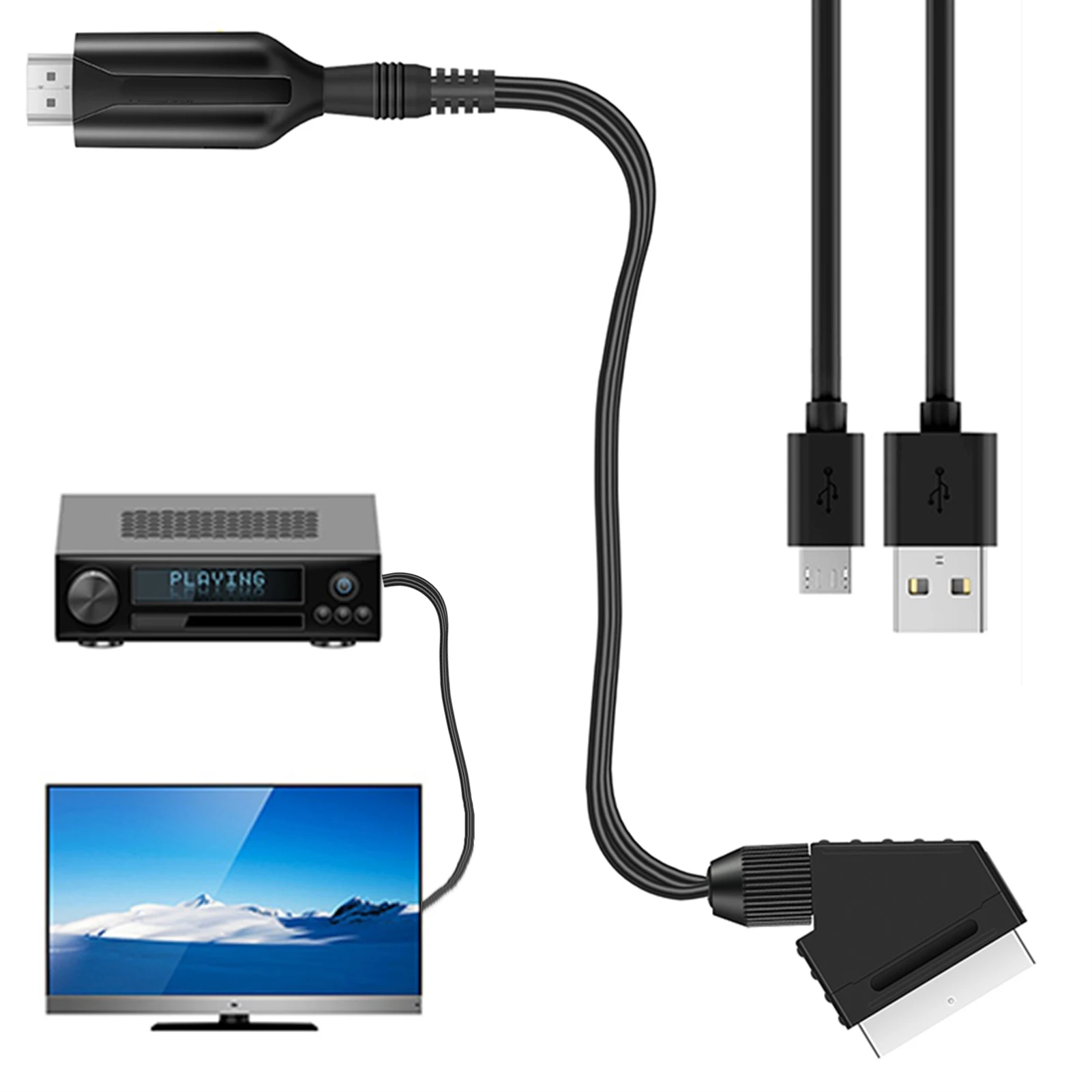 

D717 HD To SCART Adapter Easy To Install 1 Meter Direct Connection Convenient Conversion Cable For Devices With Standard Scart