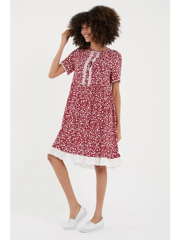 

Valewoman Patterned Fisto Detailed Viscose Women 'S Dress | Ethnic Dress | Women 'S Summer Dress Casual Long Prom Midi Maxi