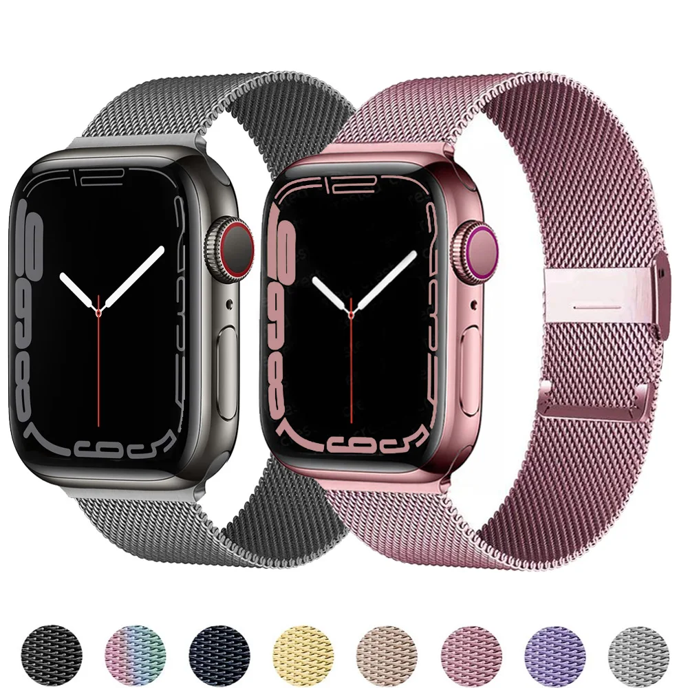 Металлический ремешок Milanes loop apple watch band 44 мм 45 41 42 40 38 магнитный браслет из
