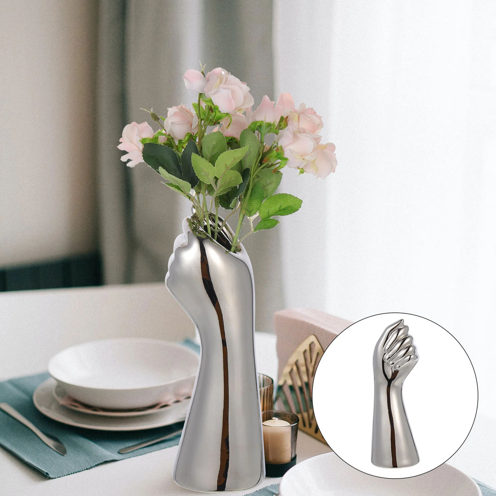 

Arm Ceramic Flower Vase Hand Shaped Vase Ceramic Body Vase Office Ornament
