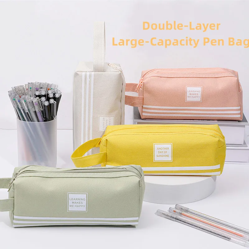 

Портативный холщовый карандаш, двойной слой, женская сумка для хранения
