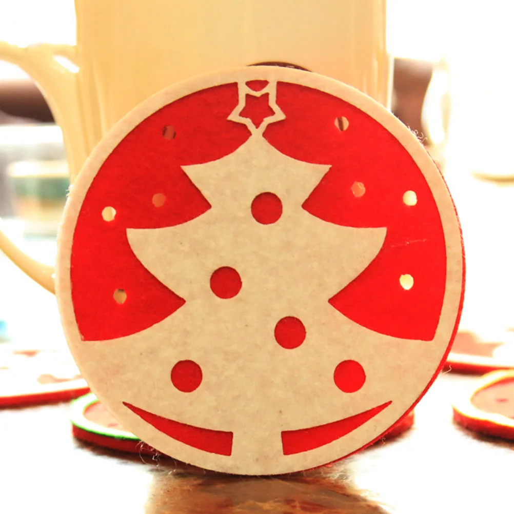 

4PCS Felt Fabric Table Placemat Round Christmas Coasters Coasters Christmas Coasters Set Mat