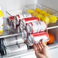 Beer Can Drink Dispenser Holder Refrigerator Storage Box Kitchen Freezer Cabinets Clear Plastic Food Pantry Organizer Rack Case