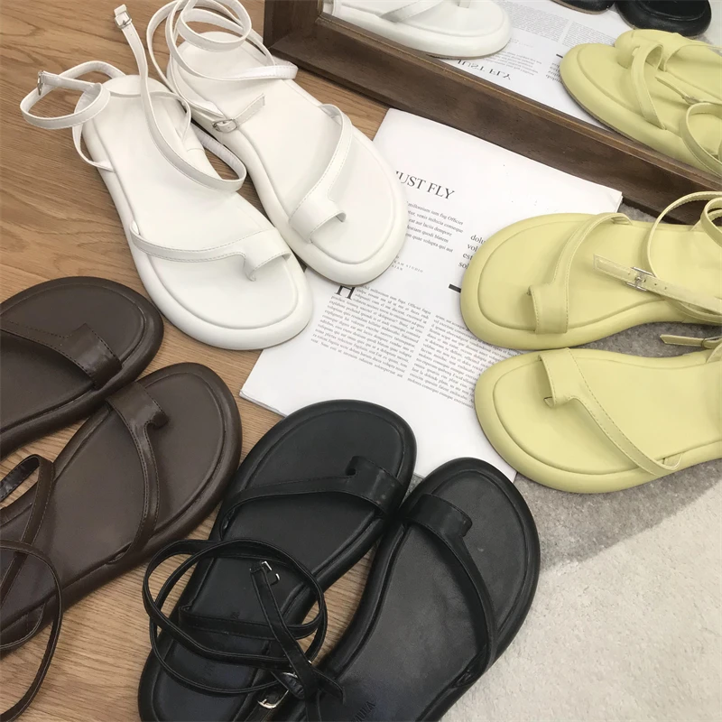 

Сандалии женские с открытым носком, мягкая подошва, плоский каблук, Повседневная модная уличная пляжная обувь, гладиаторы, белые, лето