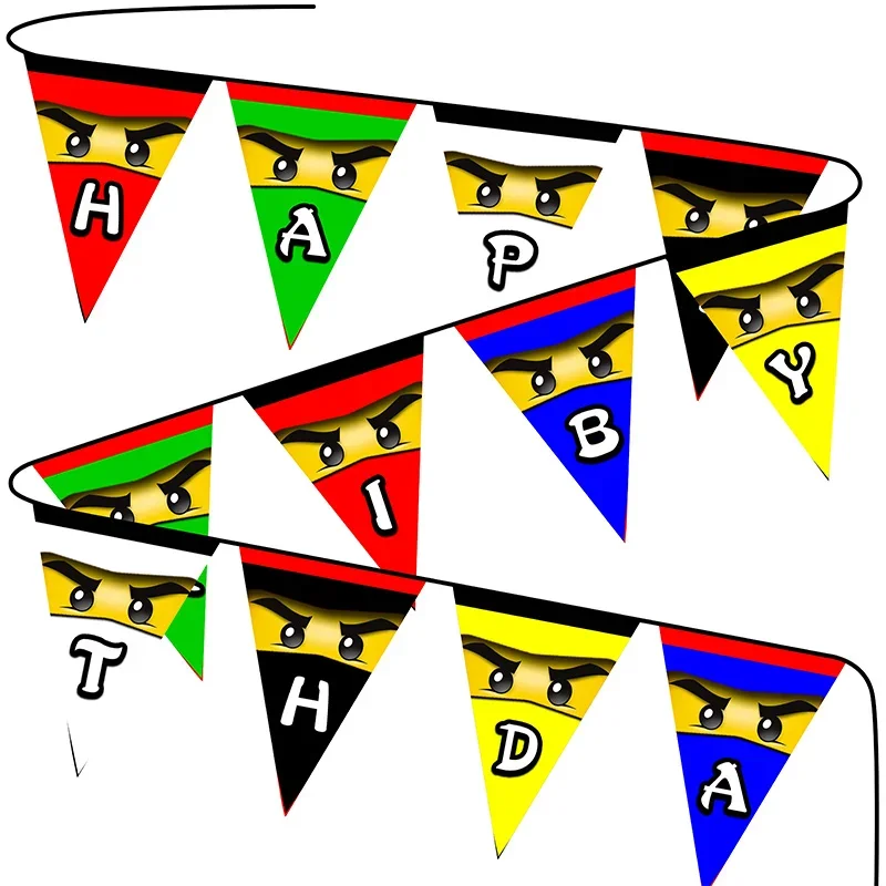 Баннер на день рождения Ninjago для мальчиков красные и черные глаза воин ниндзя