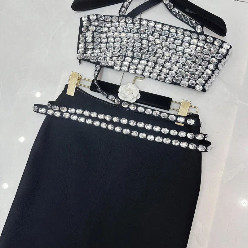 [zoci] Сексуальное бандажное платье без бретелек с наклонной цепочкой на плечах и