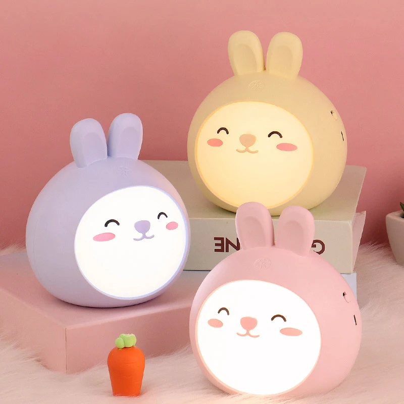 Little Rabbit Night Light Baby Touch Led Pink Christmas Gift Cute Light Lamp Bedroom Cute Room kids eeyore Rechargeable Battery
