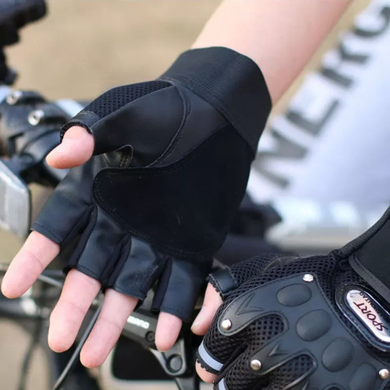 

JWOPR Men's Motorcycle Gloves Non-slip Breathable Outdoor Sports Riding Fingerless Gloves Motorcycle Protective Accessories