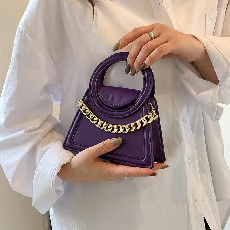 

Korean Mini Kawaii Cute PU Leather Tote Bag with Round Handle 2022 Women's Design Luxury Lipstick Top-Handle Handbags and Purses