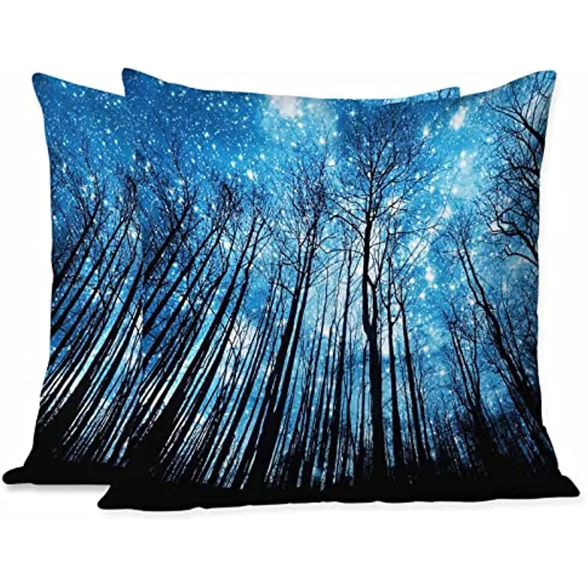 

Trees at Night Facing The Starry Night Sky Throw Pillow Covers Decorative Accent Pillow Cases for Couch Bed and Living Room