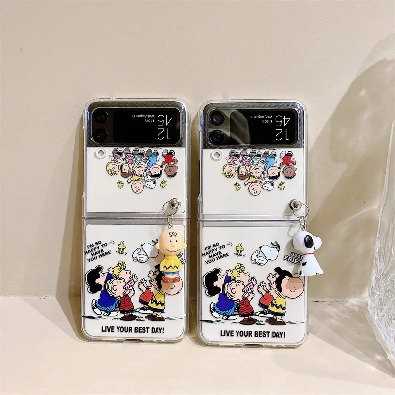 Чехол для телефона Snoopy Z Flip 3 чехол с рисунком аниме Samsung 5G ZFlip3 Flip3 милый прозрачный