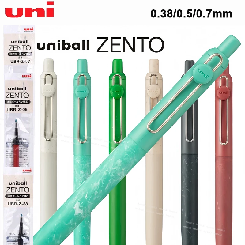Фото Гелевая ручка Uni Uniball ZENTO 0.38/0.5/0.7 мм, мраморный корпус из переработанных материалов, быстросохнущие чернила, устойчивые к размазыванию, японская канцелярия №1