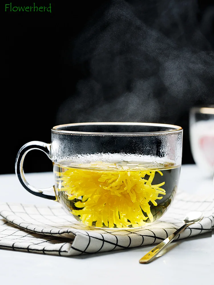 Стеклянная кофейная чашка с ручкой короткая кружка ложкой пузырьковая для