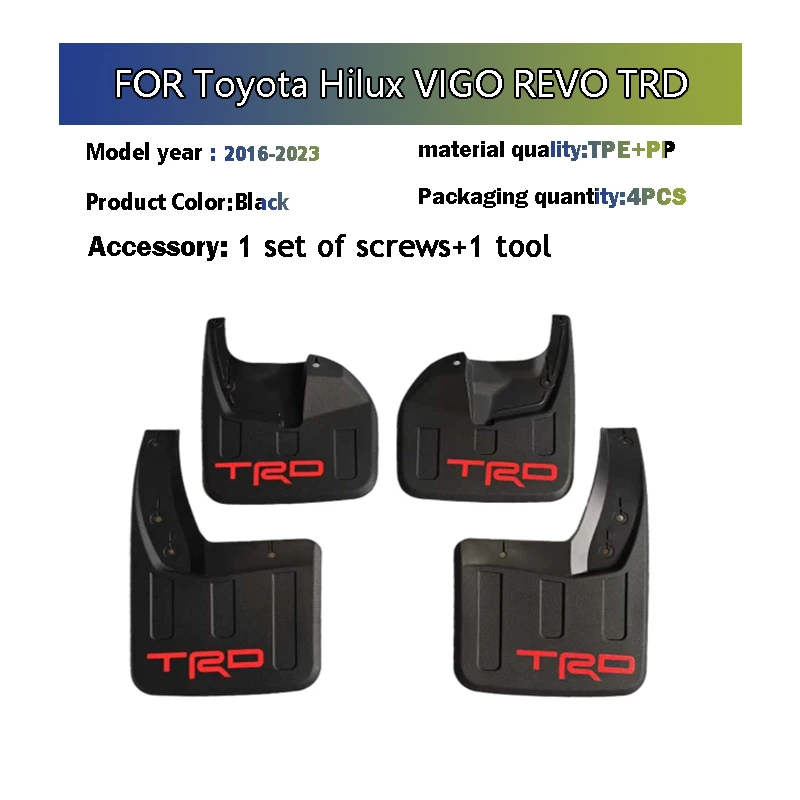 

2016 2017 2018 2023 ДЛЯ Toyota Hilux VIGO REVO TRD 4WD брызговики брызговики брызговики крыло автомобильные аксессуары 4 шт.