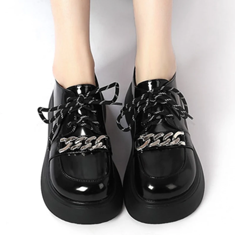 Autumn Brand Lolita Mary Janes Chain Women Shoes 2022 New Trend Fashion Flats Platform Oxford Shoes Casual Retro Loafers Zapatos