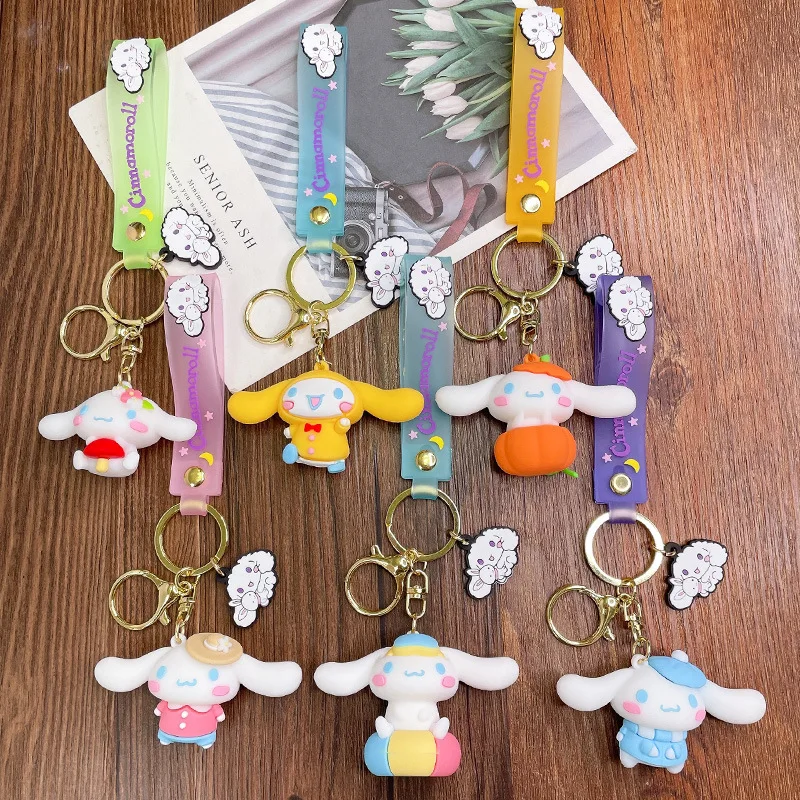 

Kawaii Sanrioed Cinnamorol Cartoon Car Keychain School Bag Backpack Mobile Pendant Doll Christmas Accessories Gift for Girls