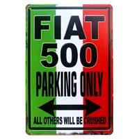 fiat 500 parking only vintage metal tin signs iron poster art wall decor garage wall decor display
