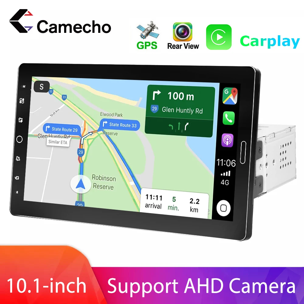 

Camecho 1 DIN автомагнитола Carplay Android авто регулируемый Универсальный 10,1 дюймовый сенсорный экран FM GPS навигация радио