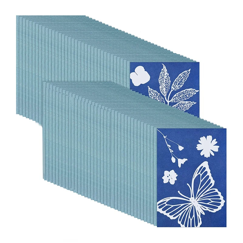 

73 Pieces Sun Print Paper Cyanotype Paper Kit, Solar Drawing Paper Sensitivity Sunprint Nature Printing Paper