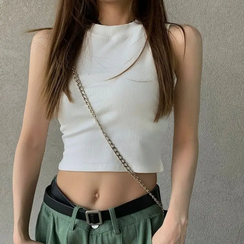 2024 летние универсальные вязаные топы без рукавов Женские базовые однотонные