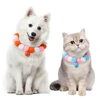 pet accessories dog collar dog cat plush ball necklace candy color decoration collar soft sweet cats necklace with bells jewelry