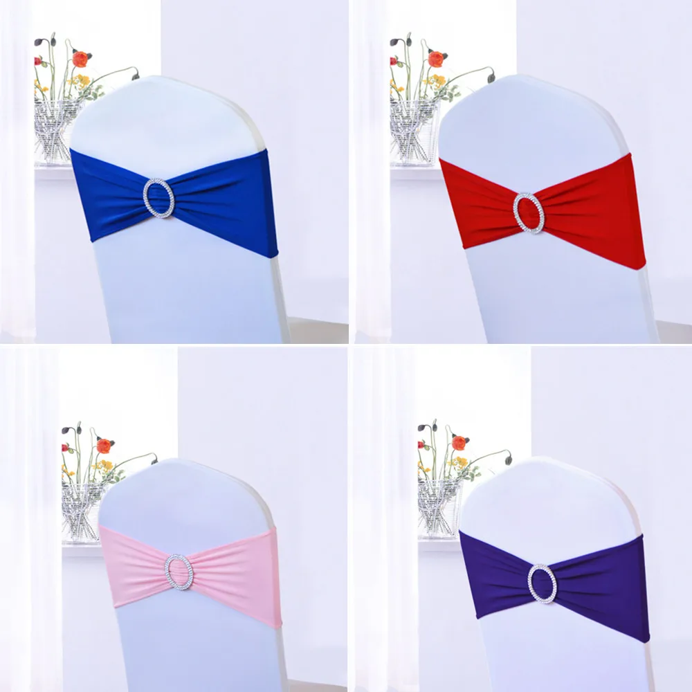 

50PCS tretch Lycra Spandex Chair Bands With Buckle Slider For Wedding Decorations Wholesale Chair Sashes Bow Not a chair cover