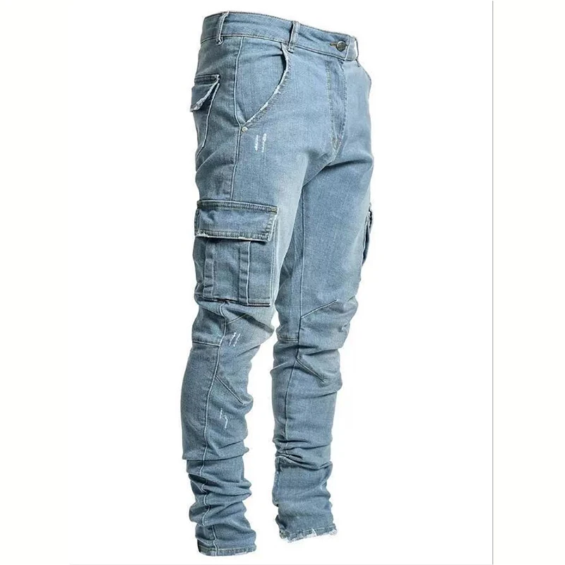 2023 Popular men jeans side pocket tights street style jeans fashione men stretch jeans can be worn in spring, summer and autumn