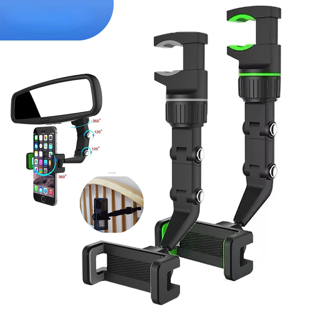 

New Fashion 360 Degree Rotatable Auto Rearview Mirror Clip Bracket multifunctional car phone holder smartphone stand car support