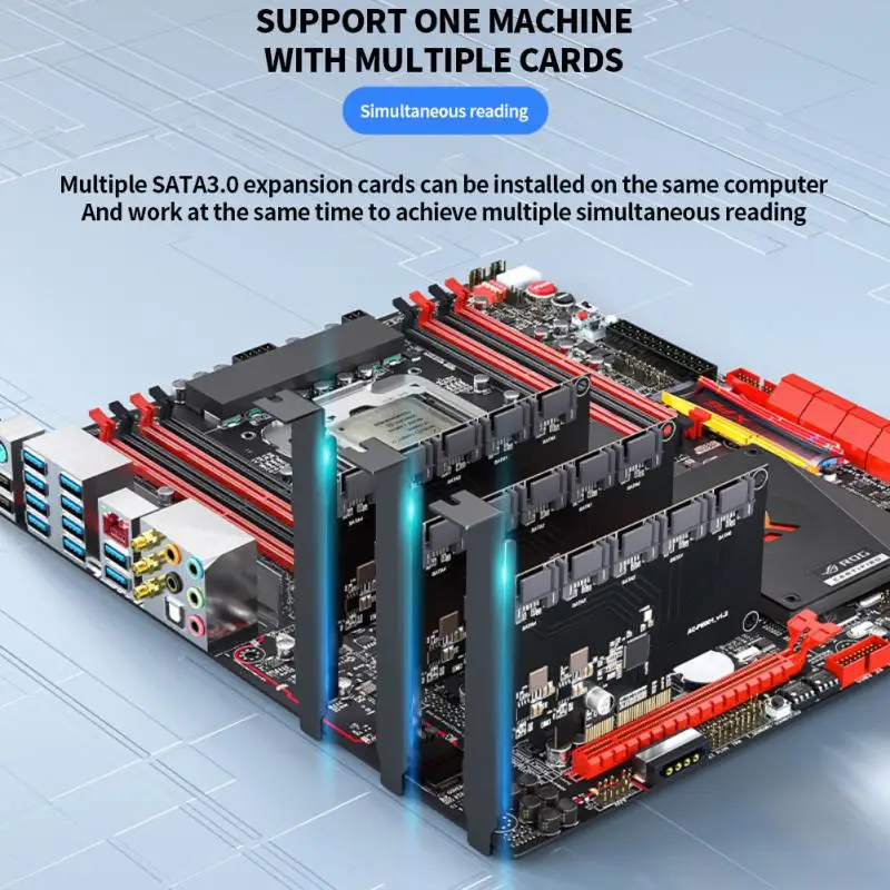 

Адаптер Pci-e Sata, 6 Гбит/с, стабильный, быстрый, универсальный, подключи и работай, компьютерные аксессуары, многопортовый адаптер для жесткого диска, металлический, черный