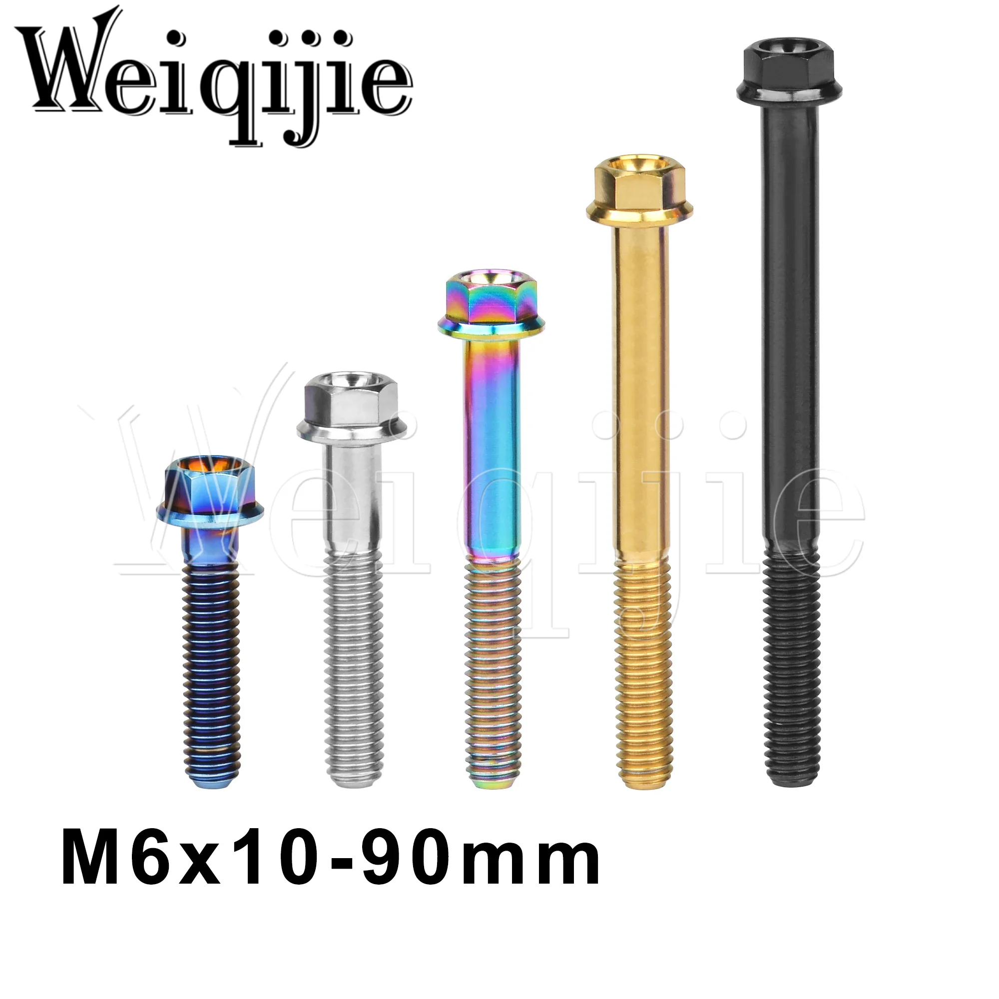 Weiqijie 6 шт. титановый болт M6x10 15 20 25 30 35 40 45 50 55 60 65 70 75 80 90 мм для велосипеда мотоцикла
