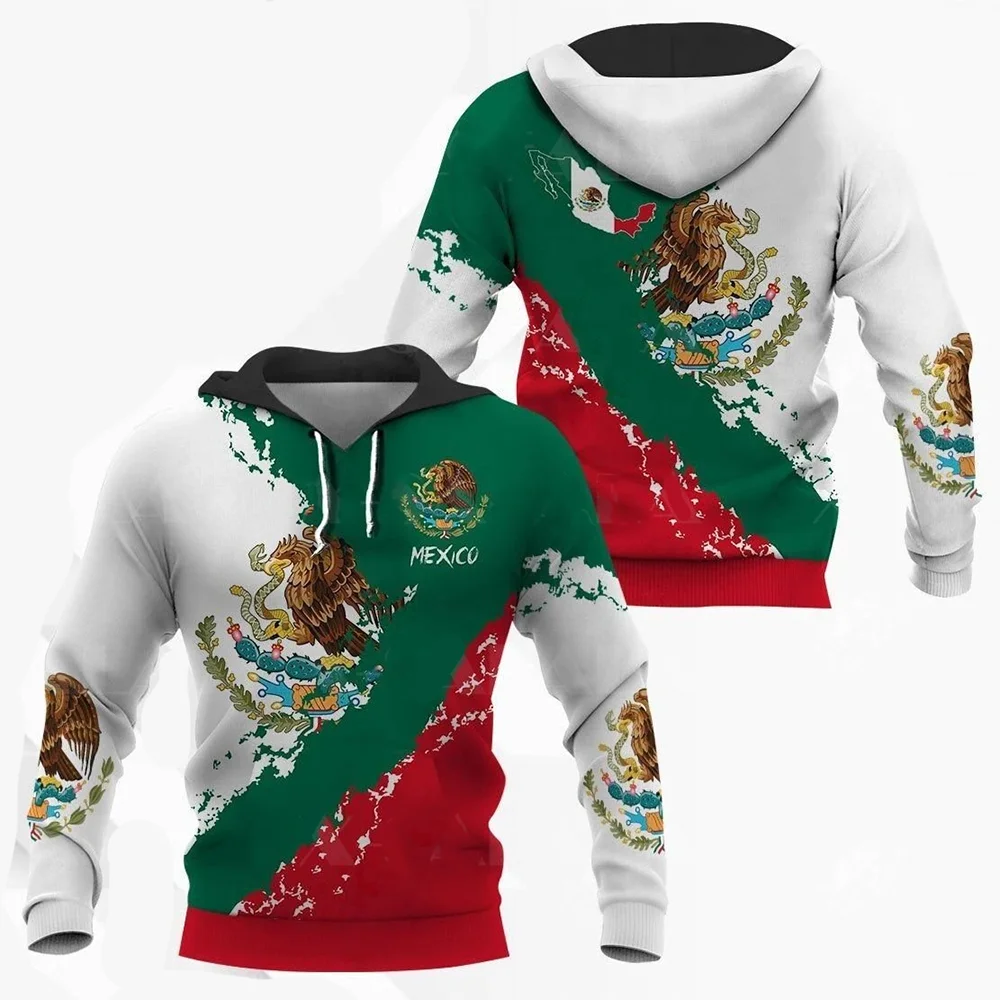 Autumn Mexico Men's Hoodie Long Sleeve Pullover Top Mexico Flag Print Sweatshirt Oversized Men's Clothing Hoodie For Men