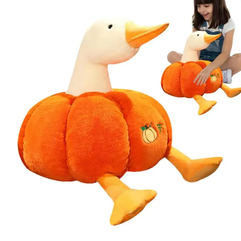 

Geese Doll Plushie Pumpkin Cute Stuffed Simulation Animal Geese Plush Creative White Geese Stuffed Animal Pumpkin Pillow For Kid